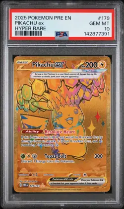 2025 POKEMON PRE EN-PRISMATIC EVOLUTIONS HYPER RARE #179 PIKACHU EX PSA 10 - Image 1