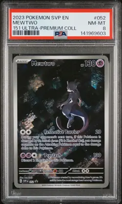 2023 POKEMON SVP EN-SV BLACK STAR PROMO 151 ULTRA-PREM COLL #052 MEWTWO PSA 8 - Image 1