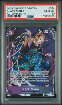 One Piece Card Black Maria Alt Art OP08-074 Two Legends PSA 10 - Image 1