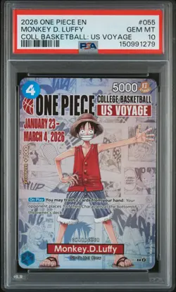 2026 ONE PIECE PROMOS ONE PIECE COLLEGE BK: US VOYAGE MONKEY D. LUFFY PSA 10 - Image 1