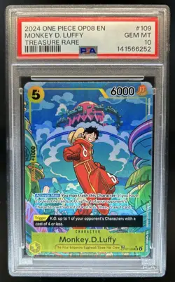 2024 One Piece Two Legends Monkey.D.Luffy Treasure Rare #OP07-109 PSA 10 - Image 1