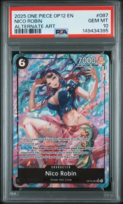 2025 ONE PIECE OP12-LEGACY OF THE MASTER ALTERNATE ART #087 NICO ROBIN PSA 10 - Image 1