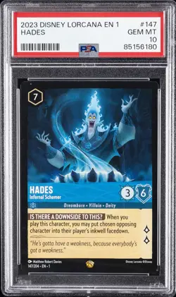 2023 DISNEY LORCANA EN 1-THE FIRST CHAPTER #147 HADES - INFERNAL SCHEMER PSA 10 - Image 1