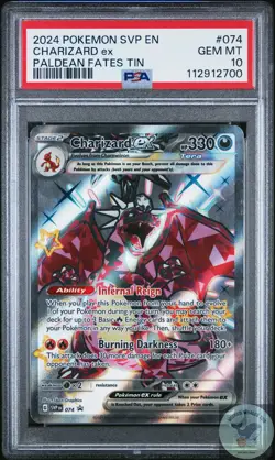 💎PSA 10💎 Charizard ex 074/091 Scarlet Violet Promo Paldean Fates Tin Pokemon - Image 1