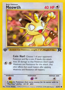 Meowth 62/82 Common Team Rocket Pokemon Unlimited Moderately Played - Image 1