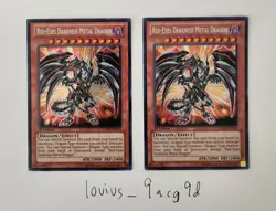 Yu-Gi-Oh! 2x Red-Eyes Darkness Metal Dragon LCJW-EN050 Secret Rare 1st Edition - Image 1