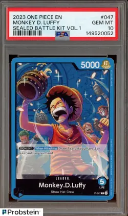 2023 One Piece EN Sealed Battle Kit Vol.1 #047 Monkey D. Luffy PSA 10 GEM MINT - Image 1