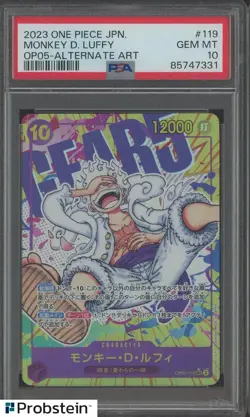 2023 One Piece Japanese OP05-Alternate Art #119 Monkey D. Luffy PSA 10 GEM MINNT - Image 1