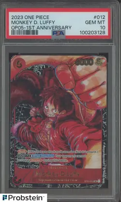 2023 One Piece OP05 1st Anniversary #012 Monkey D. Luffy PSA 10 GEM MINT - Image 1