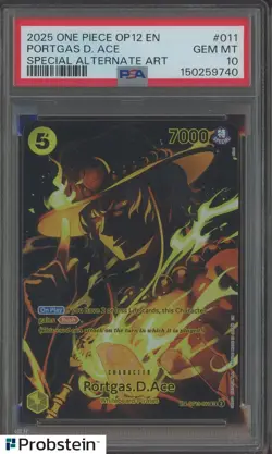 2025 One Piece OP12 EN Special Alternate Art #011 Portgas D. Ace PSA 10 GEM MINT - Image 1