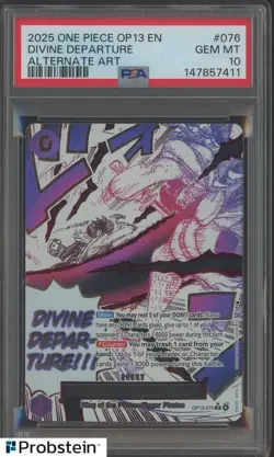 2025 One Piece OP13 EN #076 Divine Departure Alternate Art PSA 10 GEM MINT - Image 1