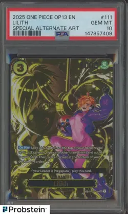 2025 One Piece OP13 EN Special Alternate Art #111 Lilith PSA 10 GEM MINT - Image 1