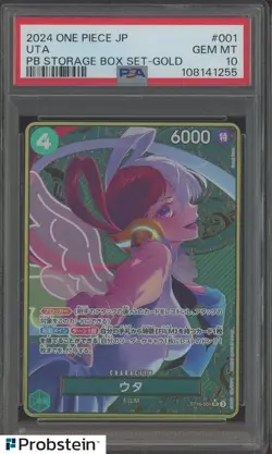 2024 One Piece Japanese PB Storage Box Set Gold #001 Uta PSA 10 GEM MINT - Image 1