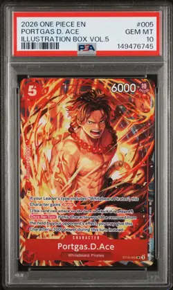 One Piece Illustration Box Vol 5 Portgas D. Ace ST15-005 PSA 10 Gem Mint English - Image 1
