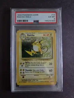 Raichu 1999 Base Set Holo Rare PSA 6 Excellent-Mint Pokemon Card 14/102 - Image 1