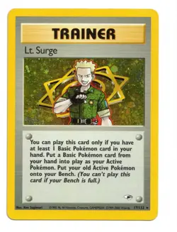 Pokemon Card: Lt. Surge HOLO 17/132 Gym Heroes Set Vintage Rare! EX - Image 1