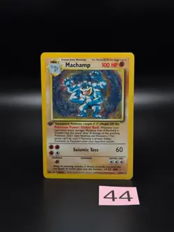 Pokemon TCG Machamp Base Set 8/102 Holo Unlimited Holo Rare Vintage Card - Image 1