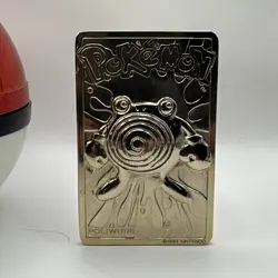 1999 Burger King Pokemon Ball Nintendo 23K Gold Plated POLIWHIRL Trading Card - Image 2