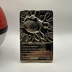 1999 Burger King Pokemon Ball Nintendo 23K Gold Plated POLIWHIRL Trading Card - Image 3