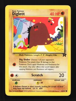 Diglett 52/82 HP Team Rocket English Pokemon Card TCG - Image 1