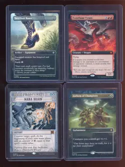 Lot of (4) Assorted MTG Magic The Gathering FDN OTP Cards w/ Swiftfoot Boots - Image 1