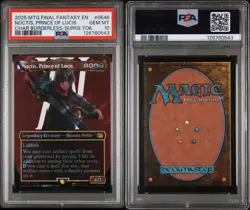 2025 MTG FINAL FANTASY NOCTIS PRINCE OF LUCIS CHAR BORDERLESS SURGE FOIL PSA 10 - Image 1