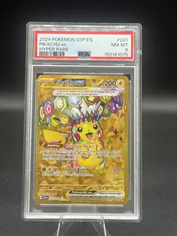 2024 Pokemon Pikachu ex 247/191 Hyper Rare Holo PSA 8 - Image 1