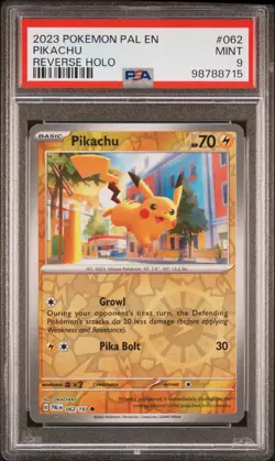 Pikachu 062/193 2023 Pokemon Paldea Evolved Reverse Holo PSA 9 - Image 1