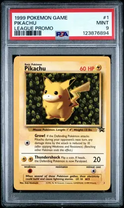 1999 POKEMON LEAGUE PROMO #1 PIKACHU PSA 9 - Image 1