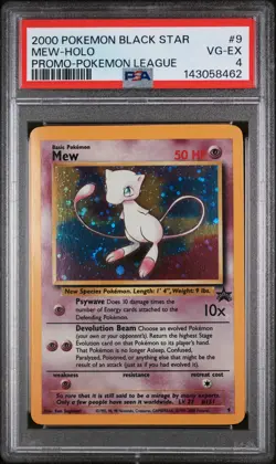 2000 POKEMON PROMO BLACK STAR POKEMON LEAGUE #9 MEW-HOLO PSA 4 - Image 1
