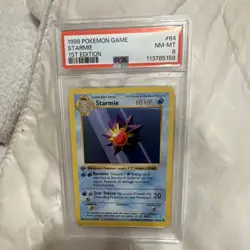 1999 Pokemon Starmie Base Set Shadowless 1st Edition 64/102 PSA 8 - Image 1