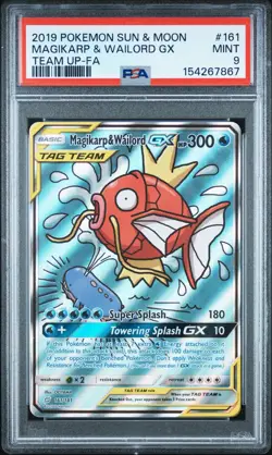 Pokemon 2019 Magikarp & Wailord GX 161/181 Alt Art Team Up PSA 9 - Image 1