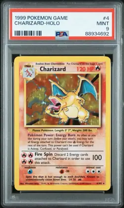 Pokemon Charizard Base Set Unlimited Holo Rare #4 PSA 9 Mint - Image 1