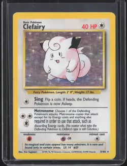 1999 Pokemon Shadowless Clefairy #5/102 Holo - Image 1