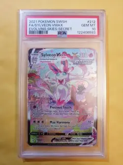 Pokemon Sylveon Vmax SWSH07: Evolving Skies 212/203 Secret Rare Alt Art PSA 10 - Image 1