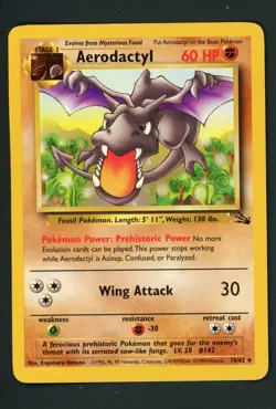 Pokemon TCG Aerodactyl 16/62 Rare Unlimited Fossil Unlimited LP - Image 1