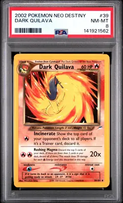 2002 POKEMON NEO DESTINY #39 DARK QUILAVA PSA 8 - Image 1