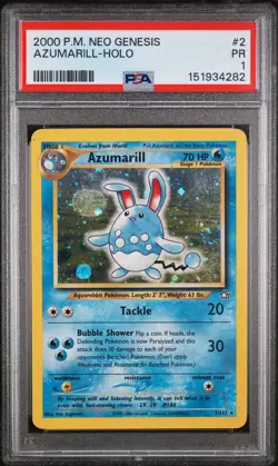 Pokemon Azumarill Neo Genesis Holo Rare PSA 1 2/111 - Image 1
