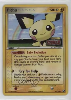 Pichu Reverse Foil Pokemon EX Power Keepers #21 2007 - Image 1