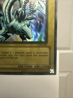2002 YU-GI-OH! #LOB-001 BLUE-EYES WHITE DRAGON WAVY FADED MISPRINT LP - Image 5