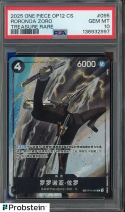 2025 One Piece OP12 S. Chinese #095 Roronoa Zoro Treasure Rare PSA 10 GEM MINT - Image 1