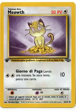 ITALIAN Meowth 56/64 - 1st Edition Jungle Common - MP Pokemon Card TCG - Image 1