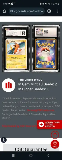 (POP 2) CGC 10 GEM MINT Pokemon Japanese Raichu 008/012 Shaymin Lv X Coll. Card - Image 4