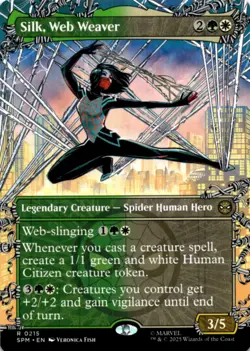 MTG Silk, Web Weaver (Borderless) Normal NM Marvel's Spider-Man Magic 215 - Image 1