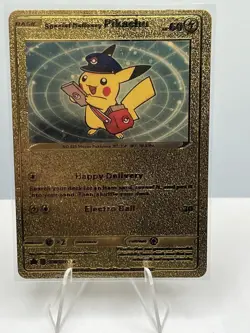 Pikachu ERROR MISPRINT Gold Foil Fan Art Pokemon Card SWH074 Card Super Rare!!! - Image 1