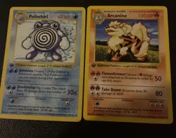 Nintendo Pokemon TCG Base Set Poliwhirl 38/102 Arcanine 23/102 Lot 2 - Image 1