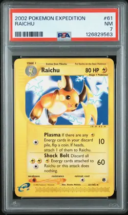 2002 POKEMON EXPEDITIONRAICHU 61 PSA 7 - Image 1