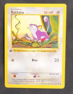 Pokemon Rattata 61/102 1st Edition Shadowless Base Set WOTC Card MP - Image 1