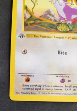 Pokemon Rattata 61/102 1st Edition Shadowless Base Set WOTC Card MP - Image 5