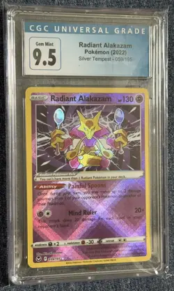 Radiant Alakazam 059/195 Holo Silver Tempest Pokemon CGC 9.5 Gem Mint - Image 1